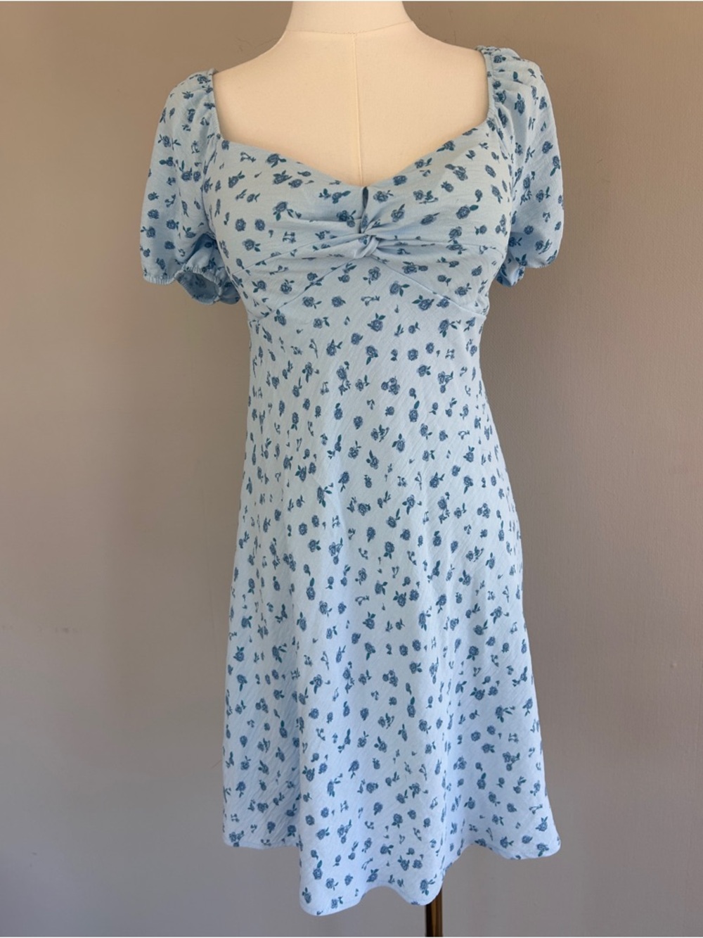 NO BOUNDARIES Y2K Babydoll Mini Dress Cottage Coquette Romantic Floral Blue Sz S - Picture 3 of 14